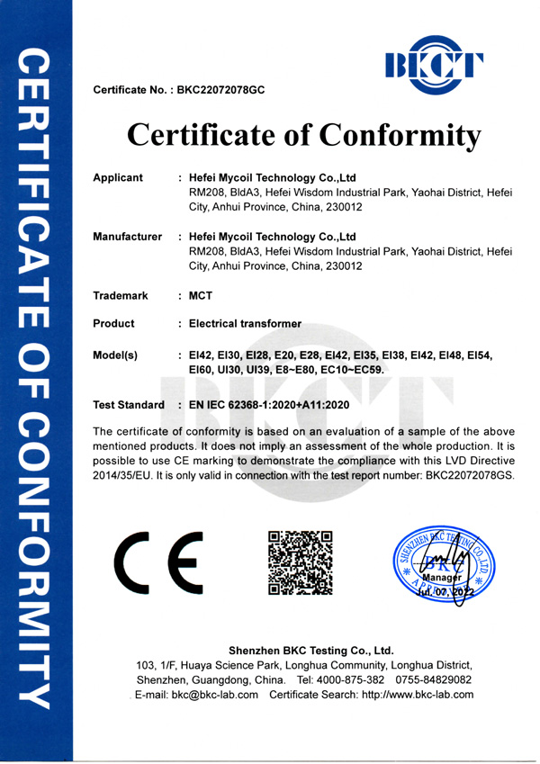 CE-Zertifizierung für elektronische Transformatoren