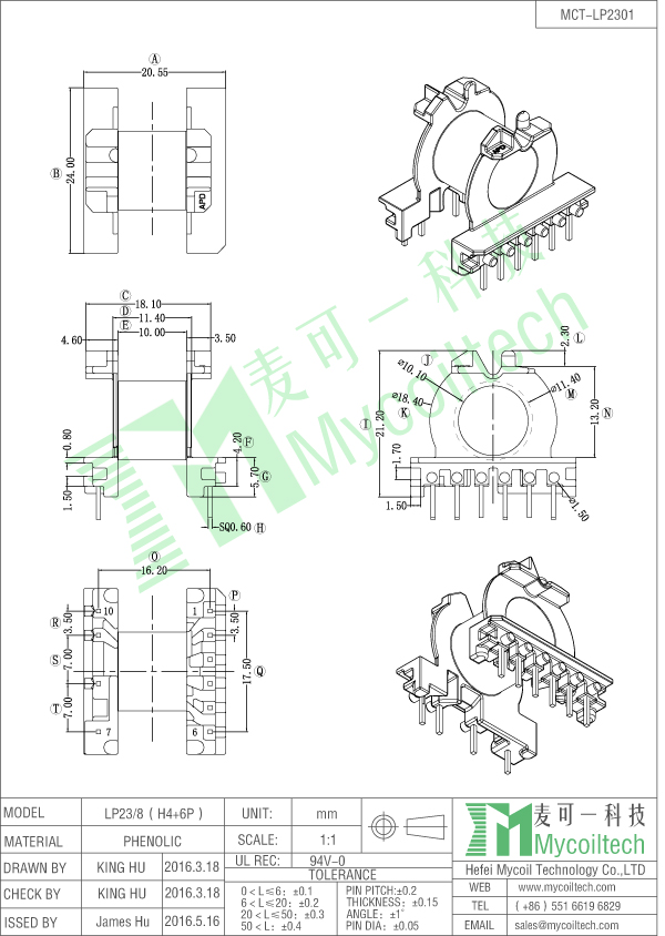 LP23 horizontal coil bobbin