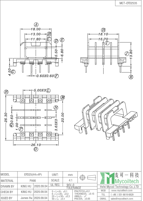 High frequency electronic transformer coil framer