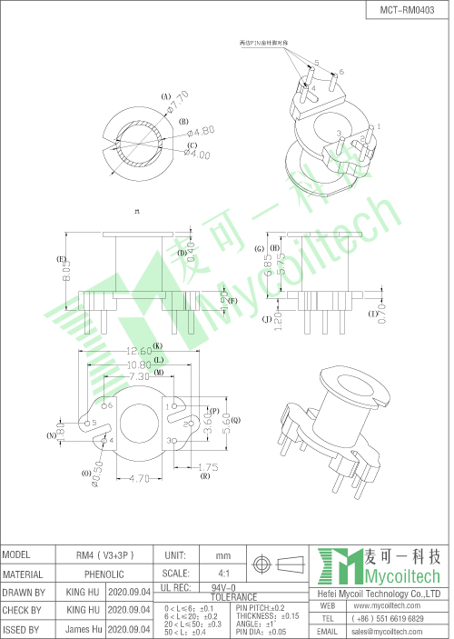 RM04电子仪器变压器bobbin