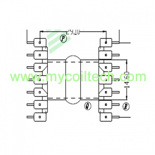 7 + 7 pins evd typ horizontale elektronische transformator spule